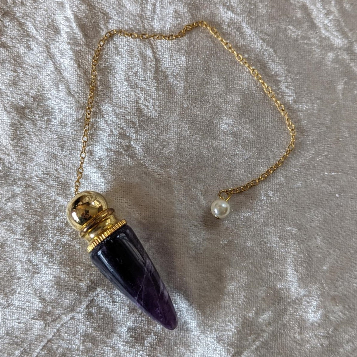 Brass plated Amethyst Pendulum