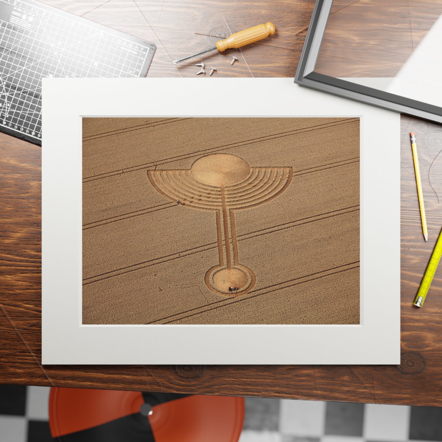 Beckhampton Crop Circle - 2010 | Fine Art Print with Passepartout Paper Frame