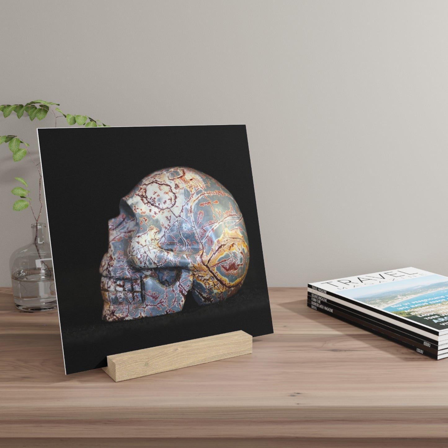 Dendritic Mirror - Print with Wooden Stand