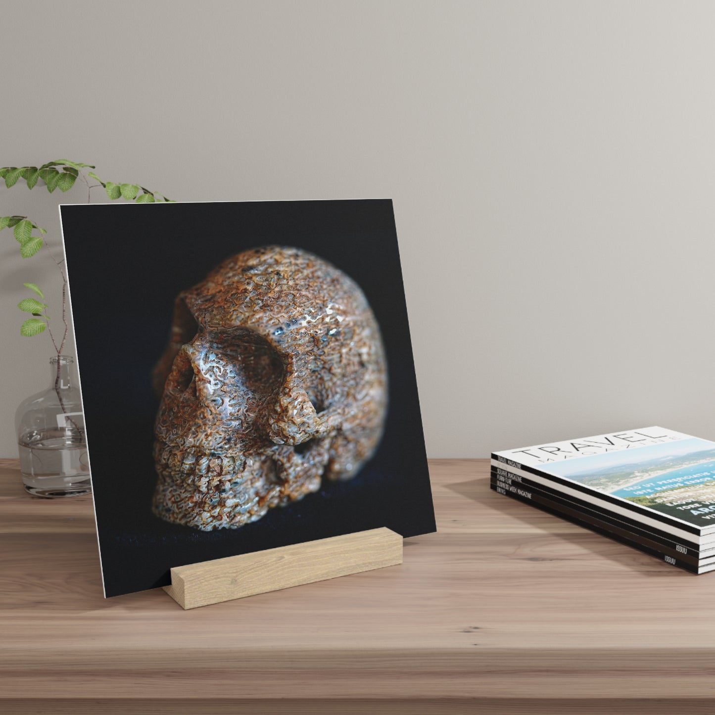 Whale Bone Skull - Print with Wooden Stand