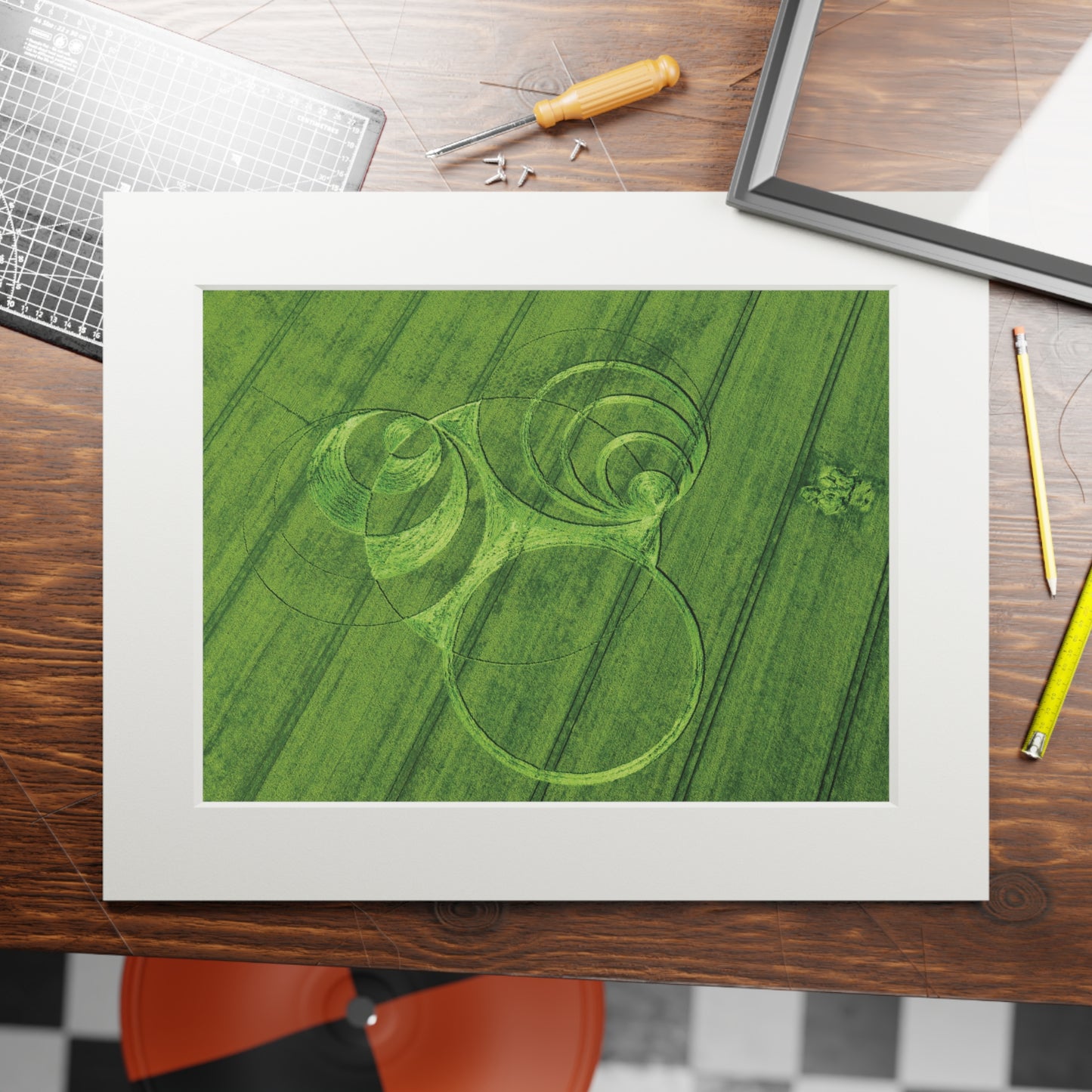 Hackpen Hill Crop Circle - 2011| Fine Art Print with Passepartout Paper Frame