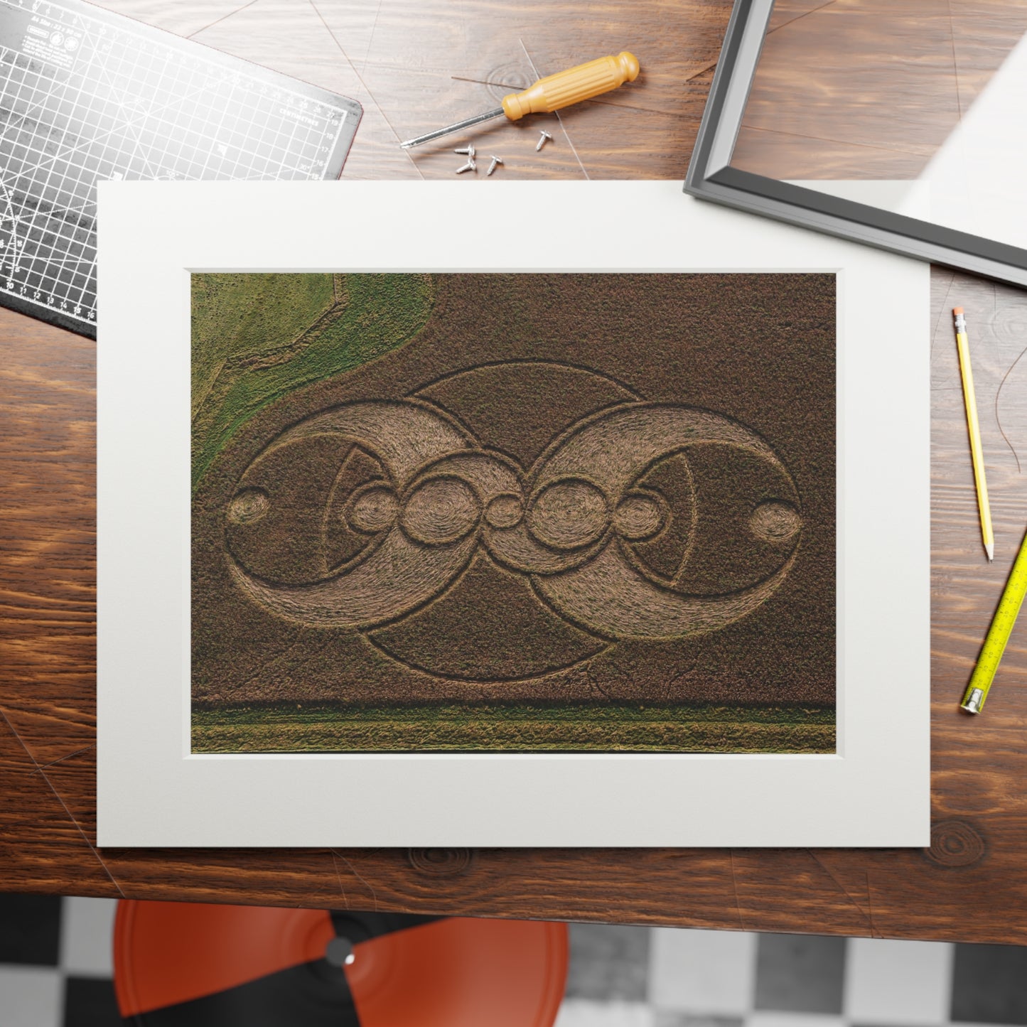 Windmill Hill Crop Circle - 2012 | Fine Art Print with Passepartout Paper Frame