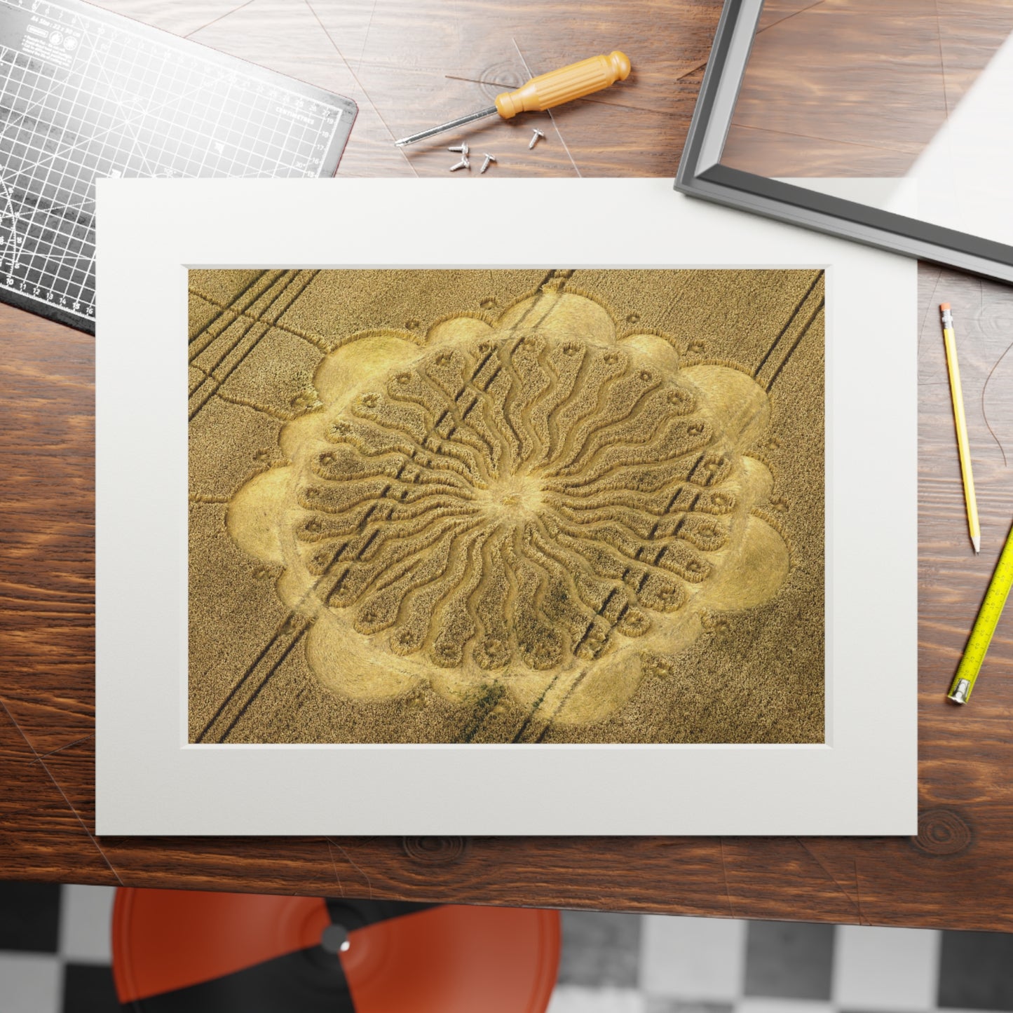 Waden Hill Crop Circle - 2009 | Fine Art Print with Passepartout Paper Frame