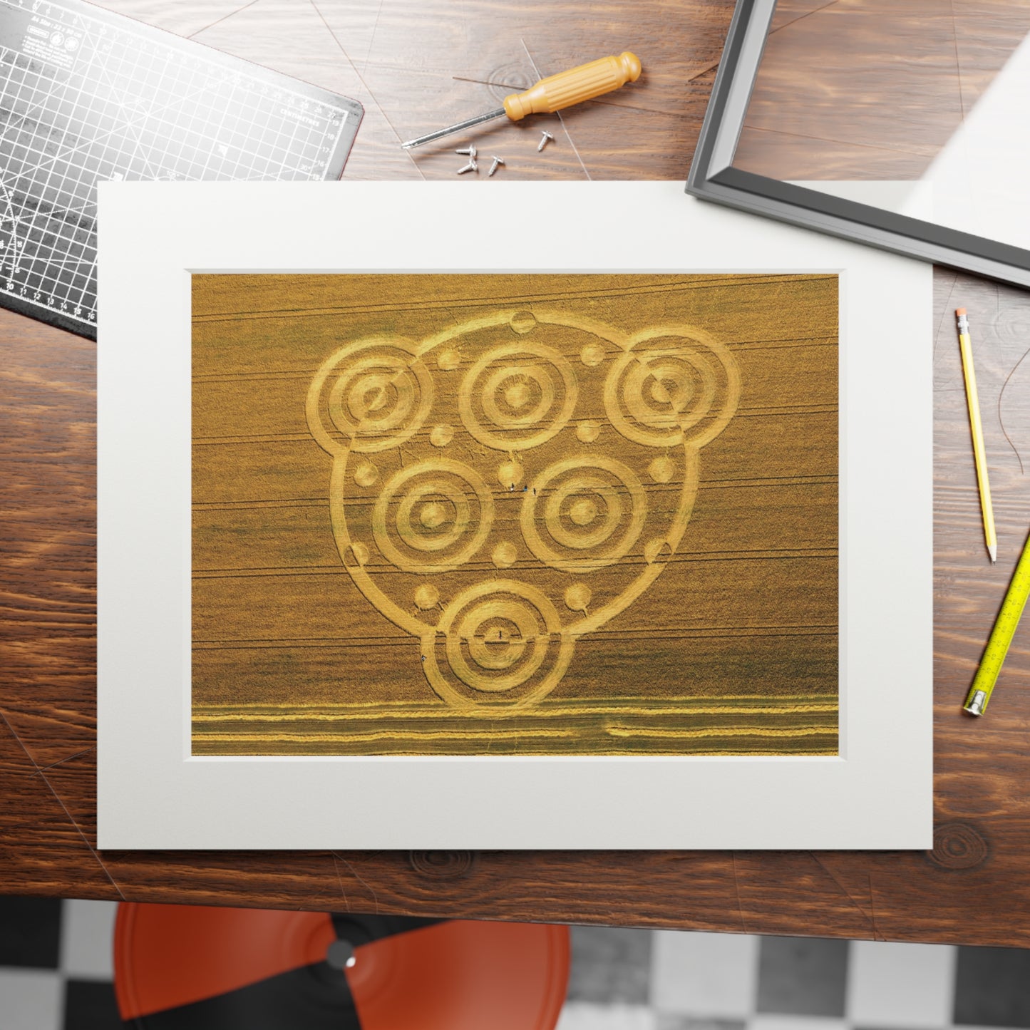 Etchilhampton Crop Circle - 2018 | Fine Art Print with Passepartout Paper Frame