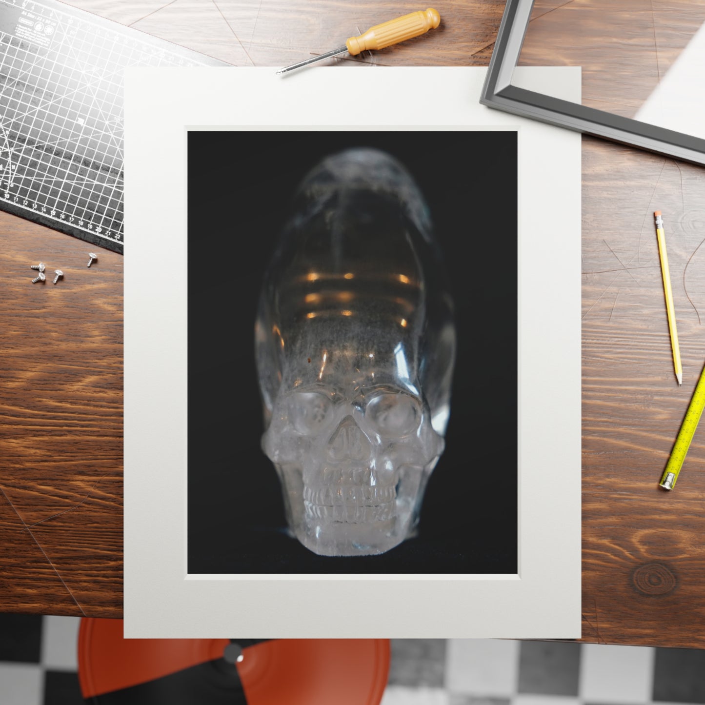 Elongated Skull - Fine Art Print and Passepartout Paper Frame
