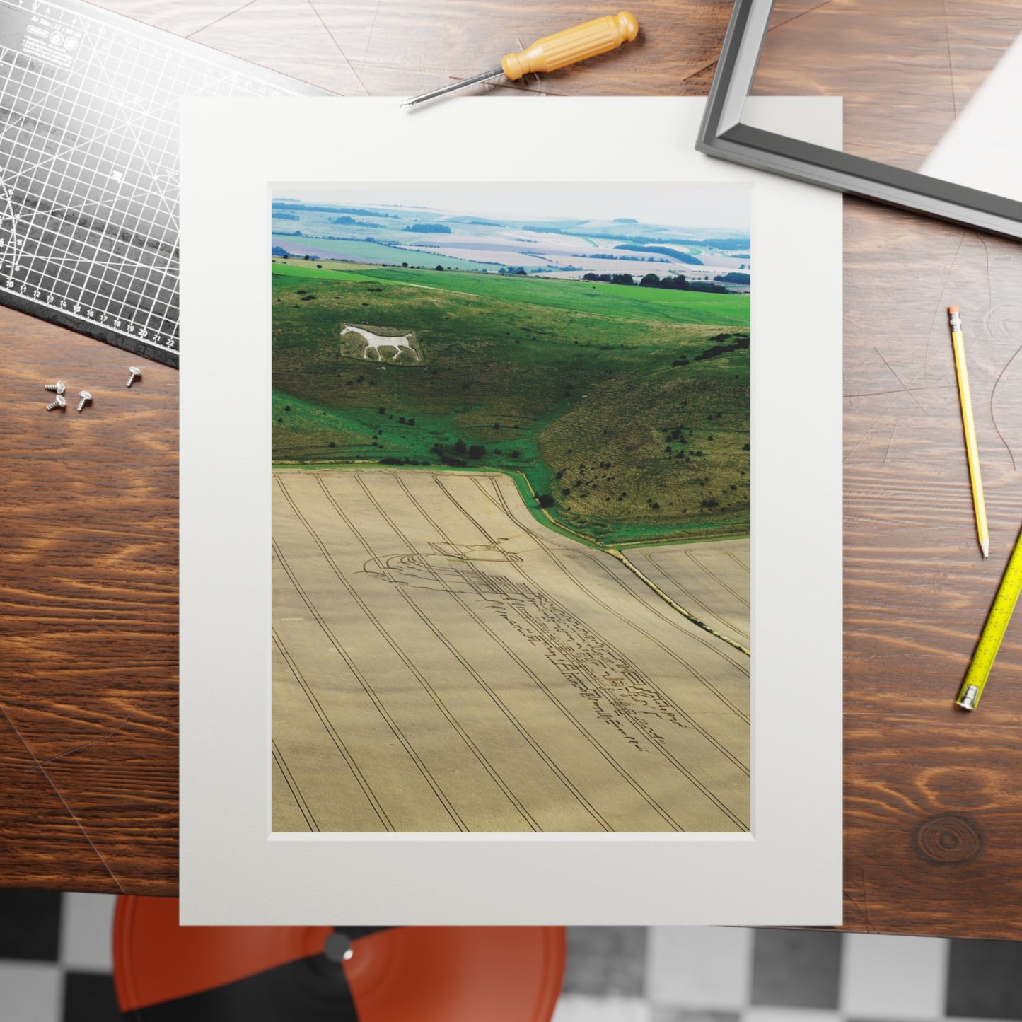 Milk Hill Crop Circle – 2009 | Fine Art Print with Passepartout Paper Frame