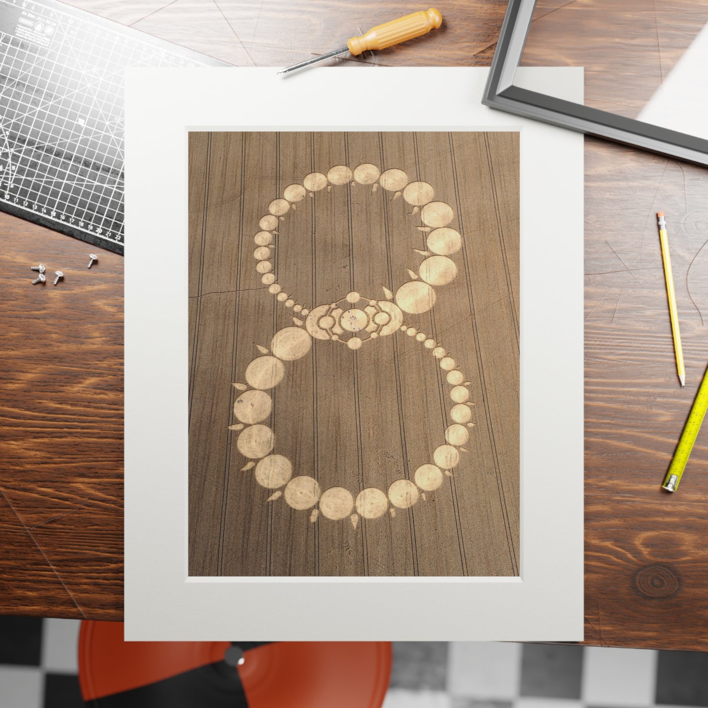 Milk Hill Crop Circle – 2008 | Fine Art Print with Passepartout Paper Frame