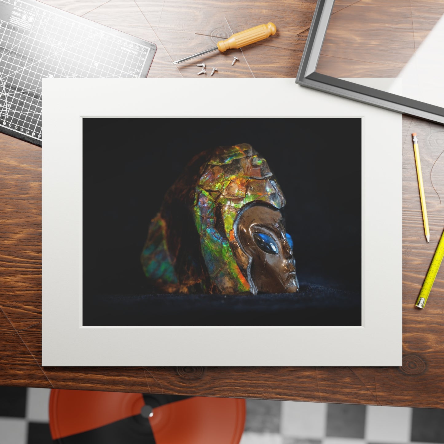 Ammolite Being - Fine Art Print and Passepartout Paper Frame