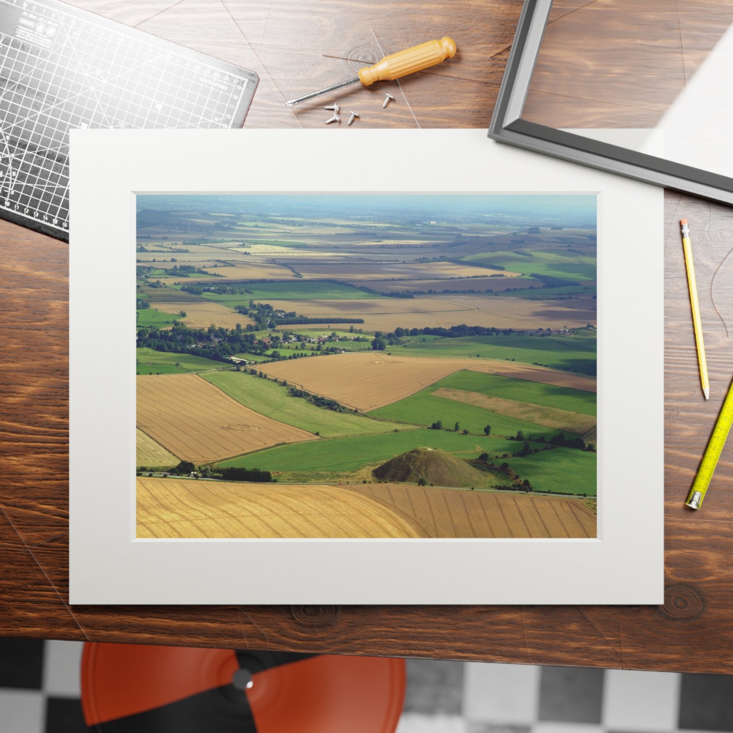Silbury Hill, Avebury - 4 Crop Circles – 2006 | Fine Art Print with Passepartout Paper Frame