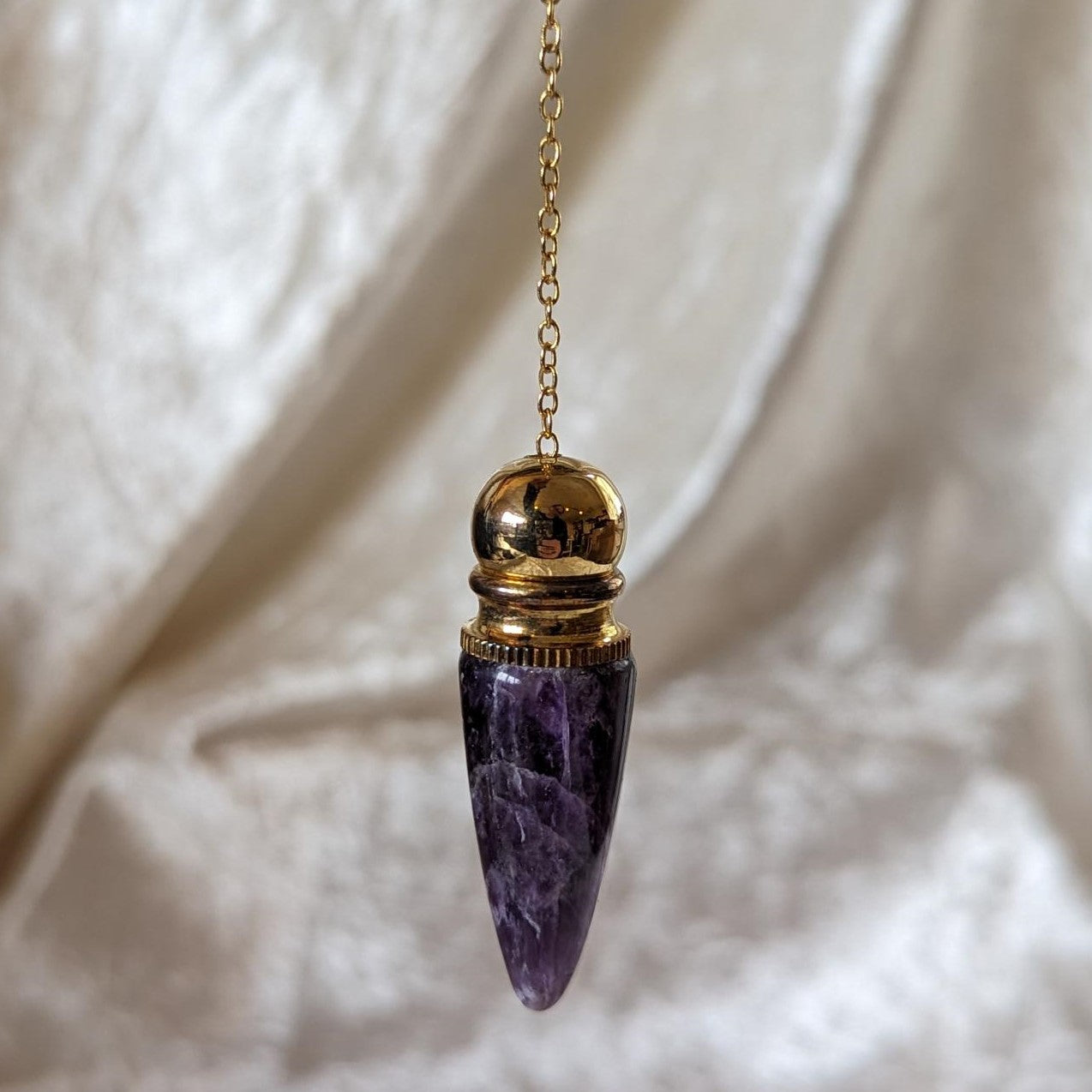 Brass plated Amethyst Pendulum