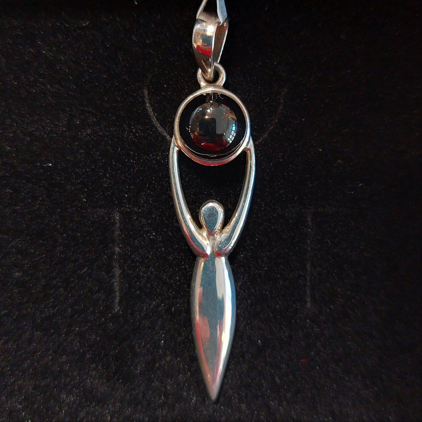 Silver Goddess Pendant - Whitby Jet