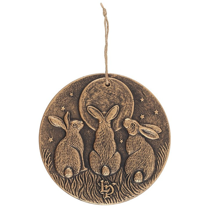 Moon Gazing Hares Wall Plaque (Bronze)