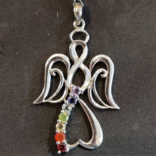 Silver Chakra Angel Pendant