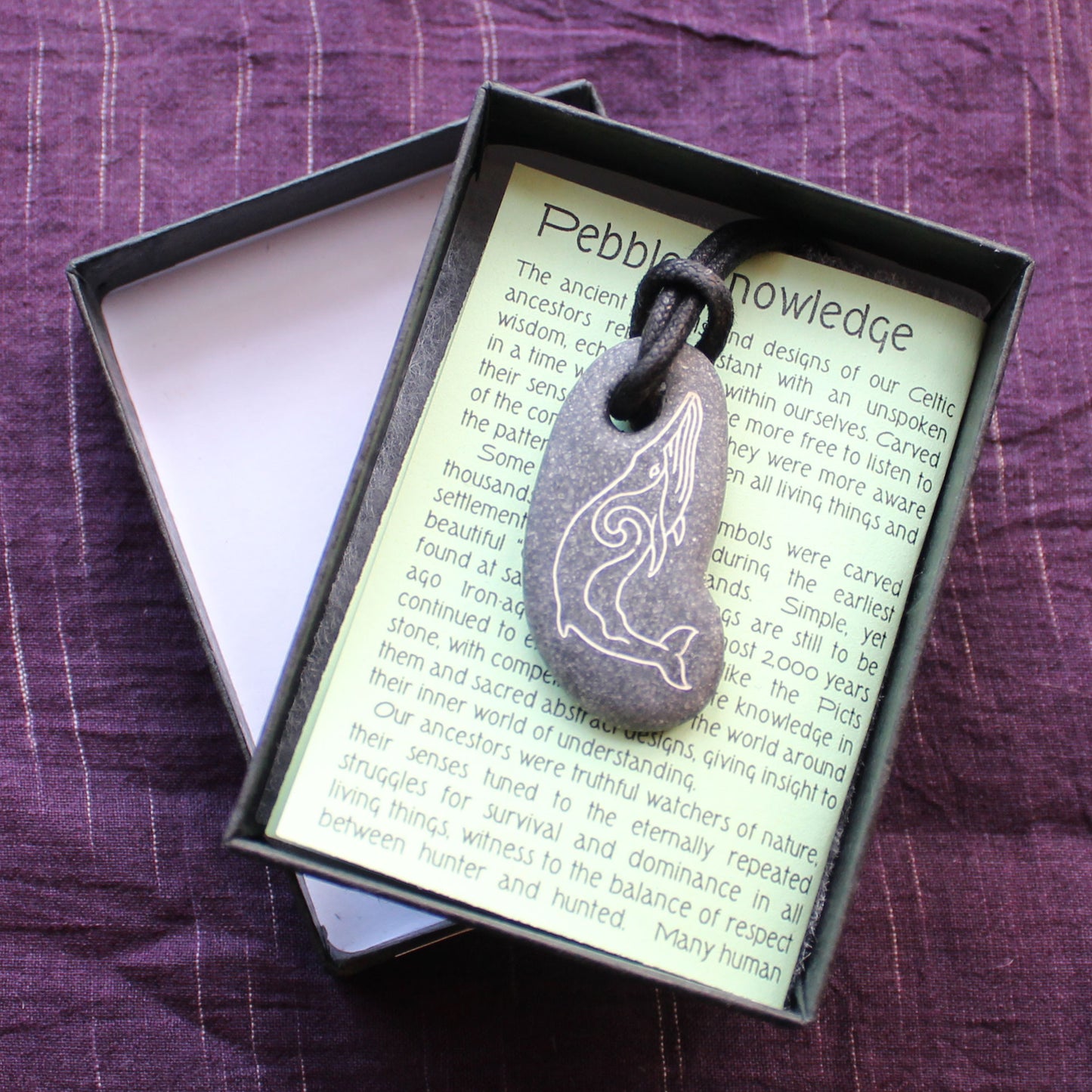 Pictish Pebble Pendant - Whale (C16)