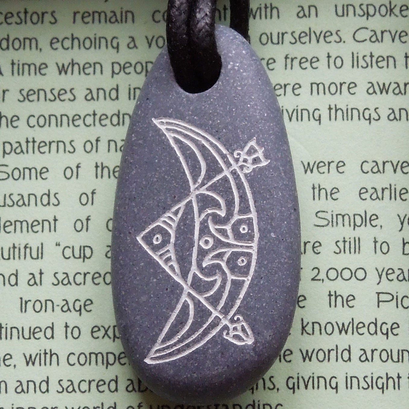 Pictish Pebble Pendant - Abstract Moon (B1)