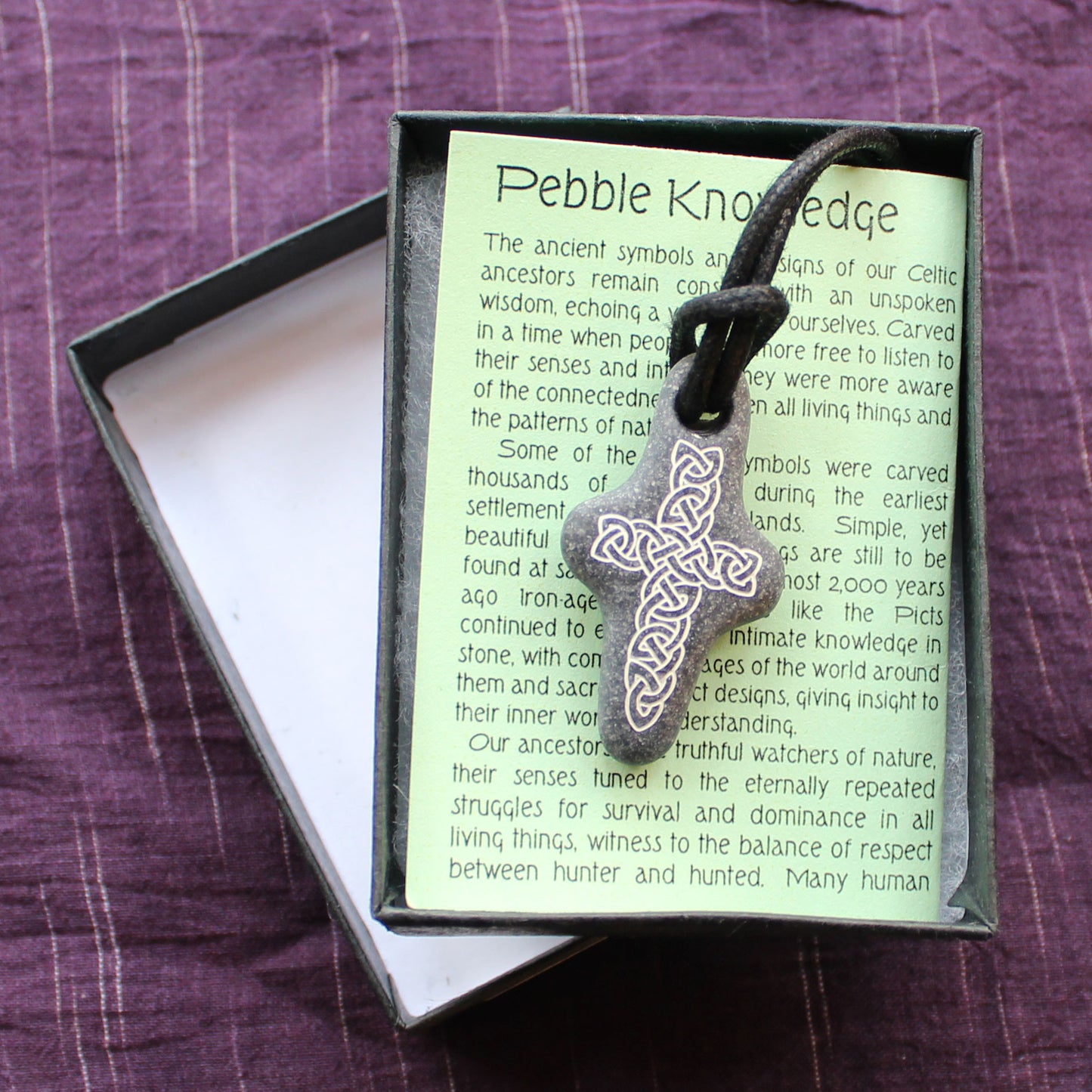 Pictish Pebble Pendant - Celtic Cross (B11)