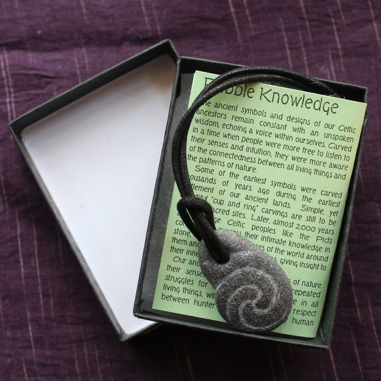 Pictish Pebble Pendant - Carved Spiral (B14)