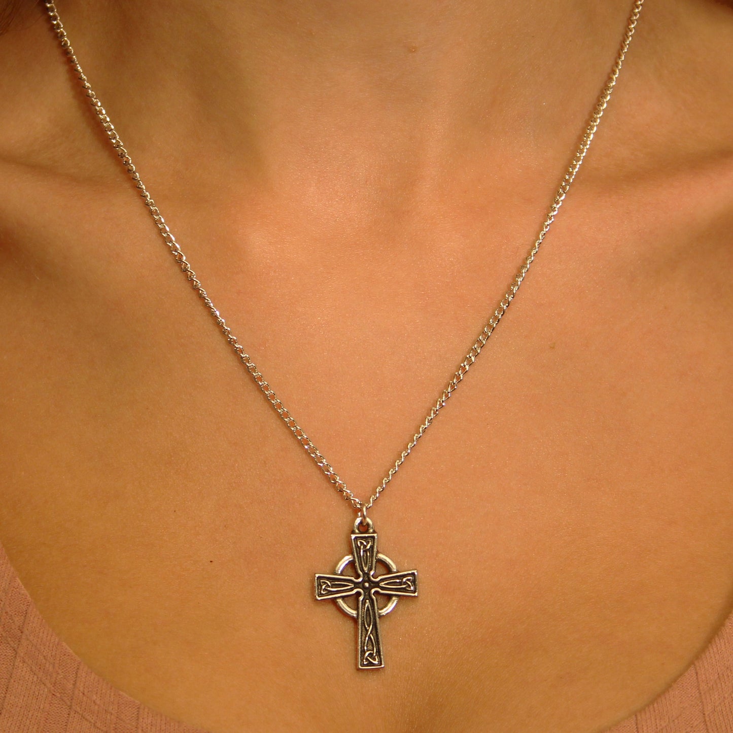 Pewter Celtic Cross Necklace (XN37)