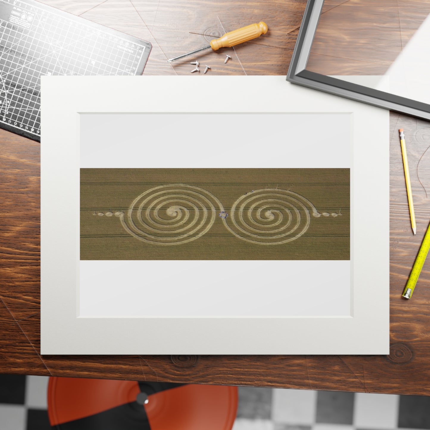 Windmill Hill Crop Circle  - 2011 | Fine Art Print with Passepartout Paper Frame