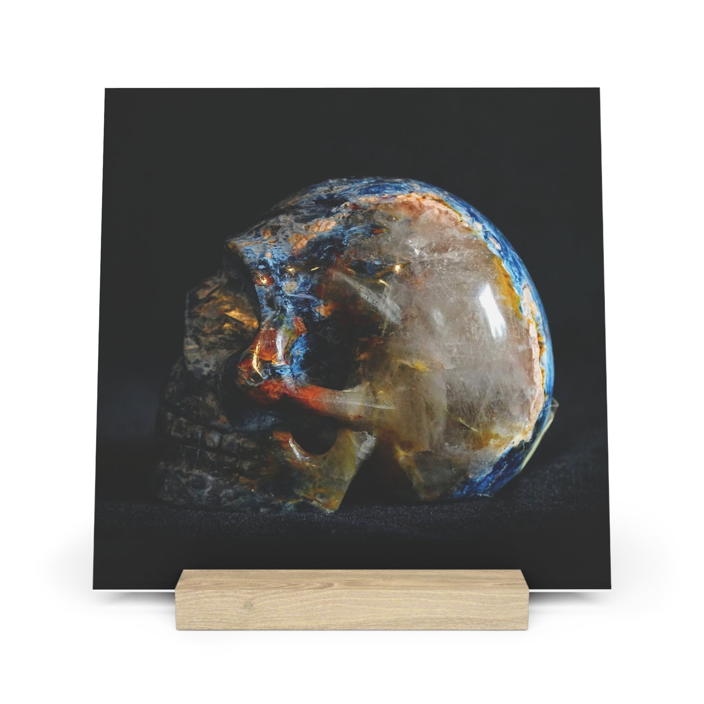 Pietersite Skull - Print with Wooden Stand