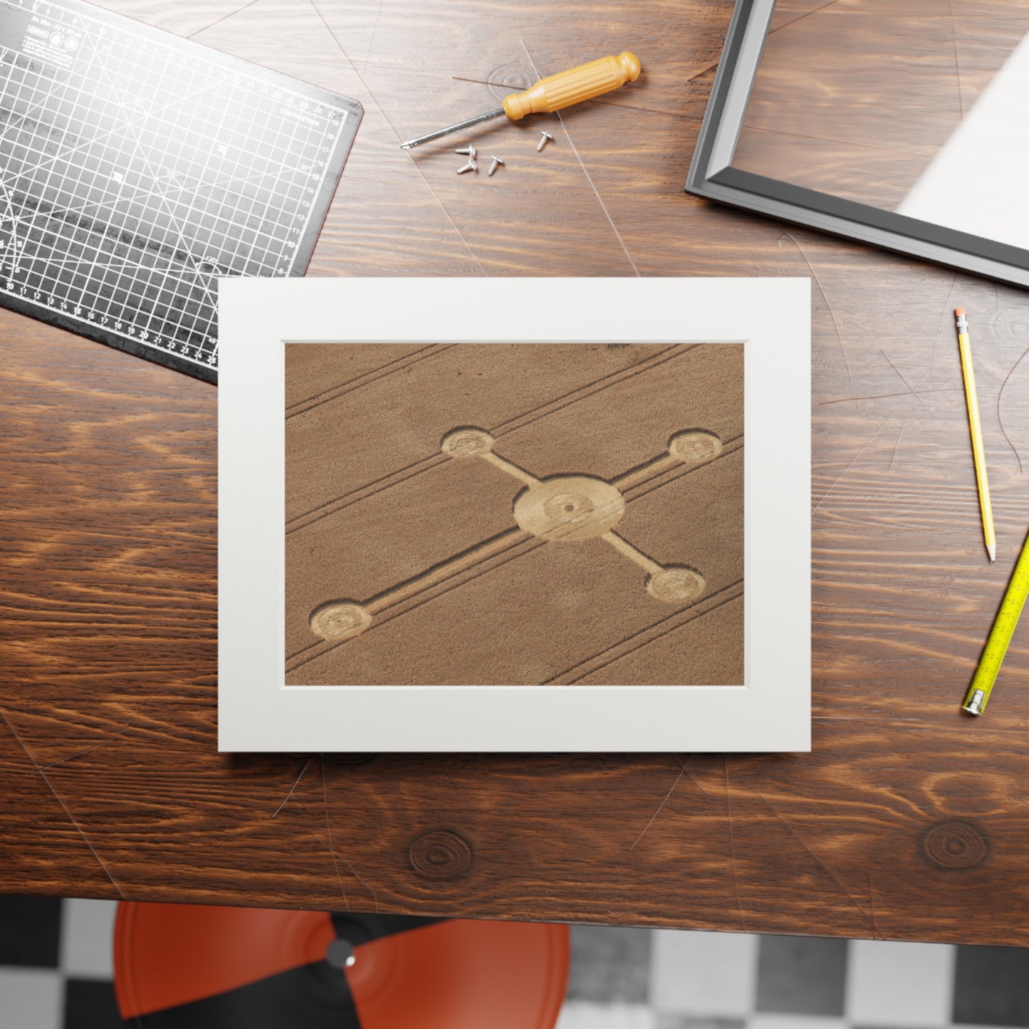 Lurkeley Hill Crop Circle  - 2010 | Fine Art Print with Passepartout Paper Frame