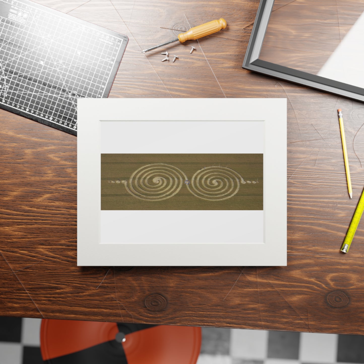 Windmill Hill Crop Circle  - 2011 | Fine Art Print with Passepartout Paper Frame
