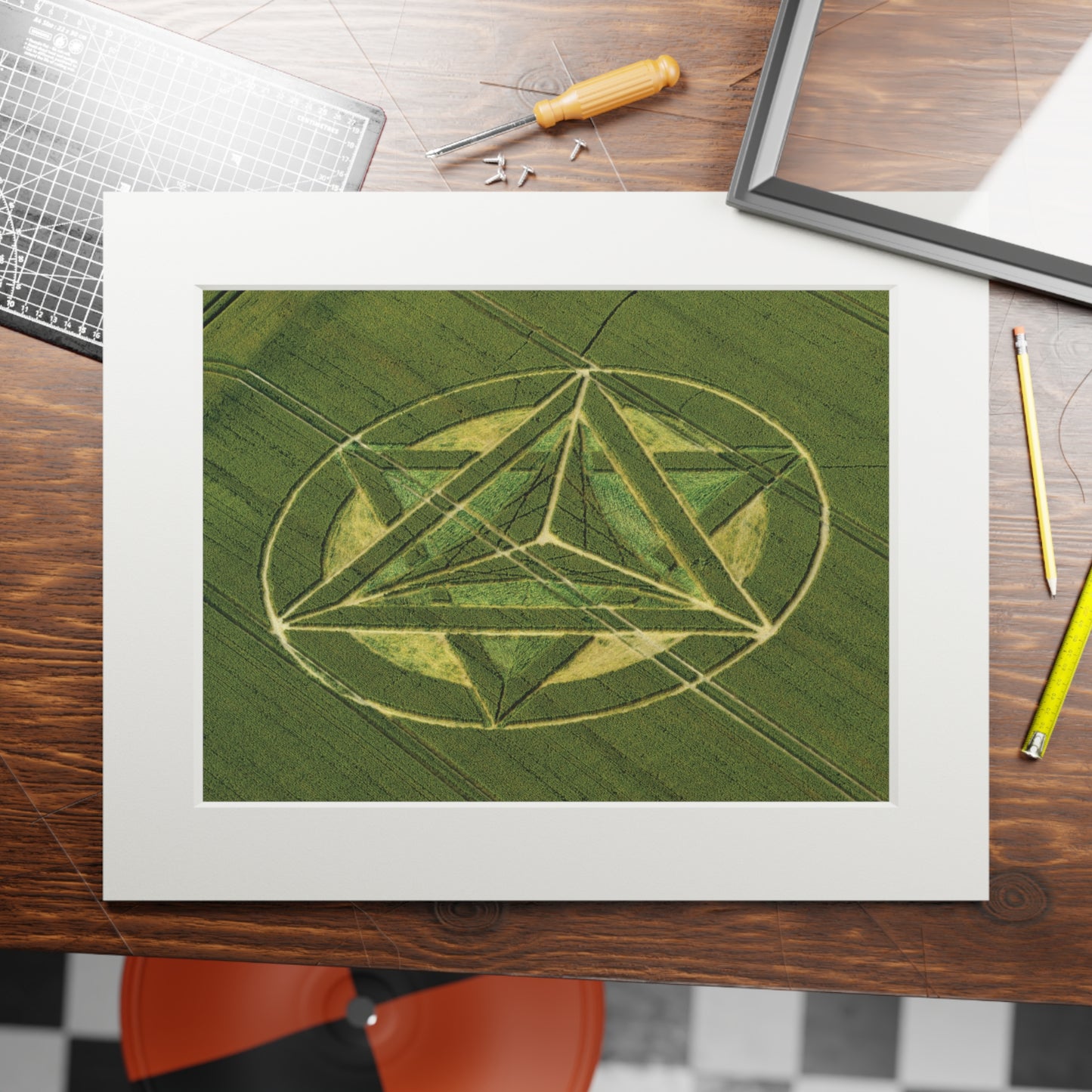 Liddington Step  Crop Circle  - 2012 | Fine Art Print with Passepartout Paper Frame