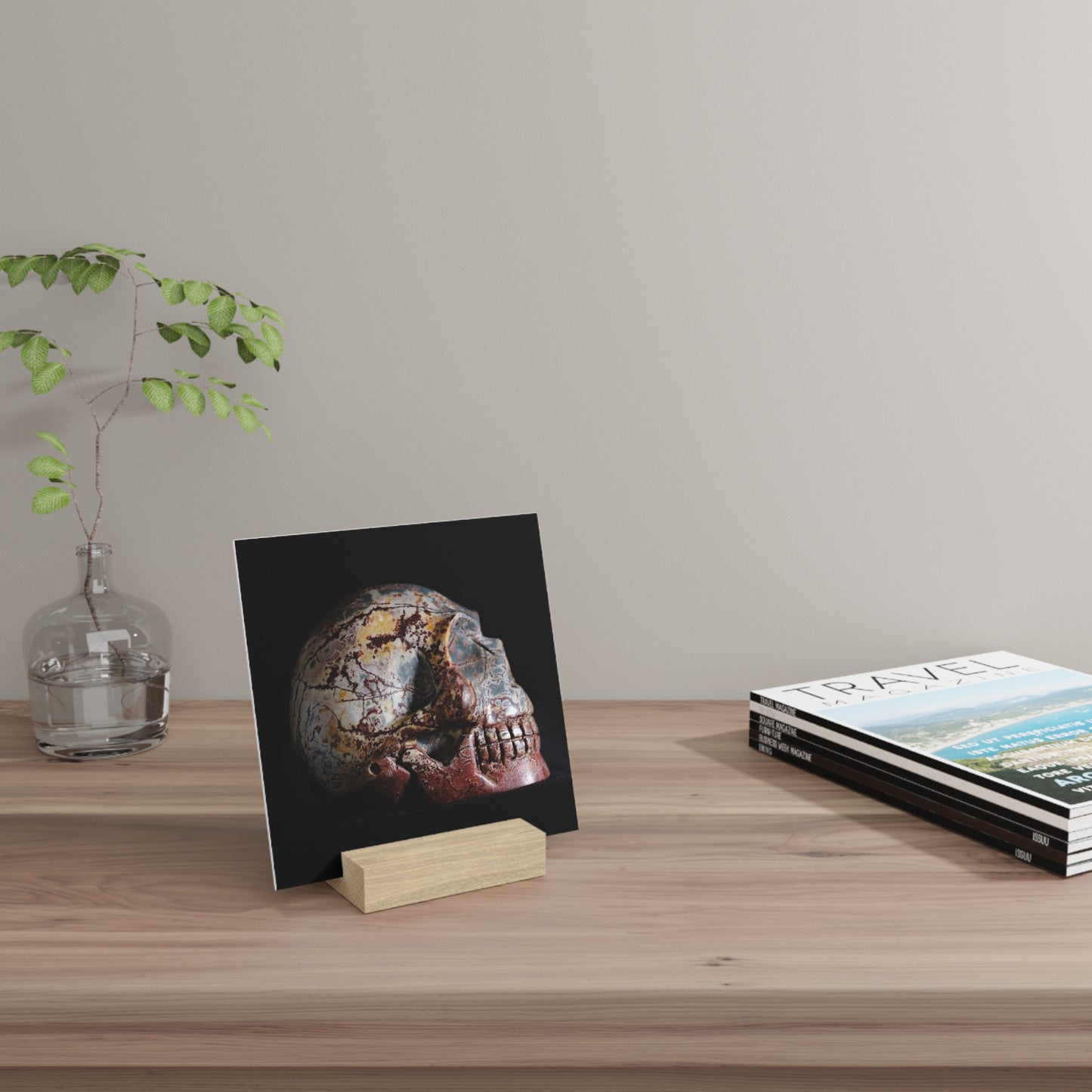 Dendritic Skull - Print with Wooden Stand