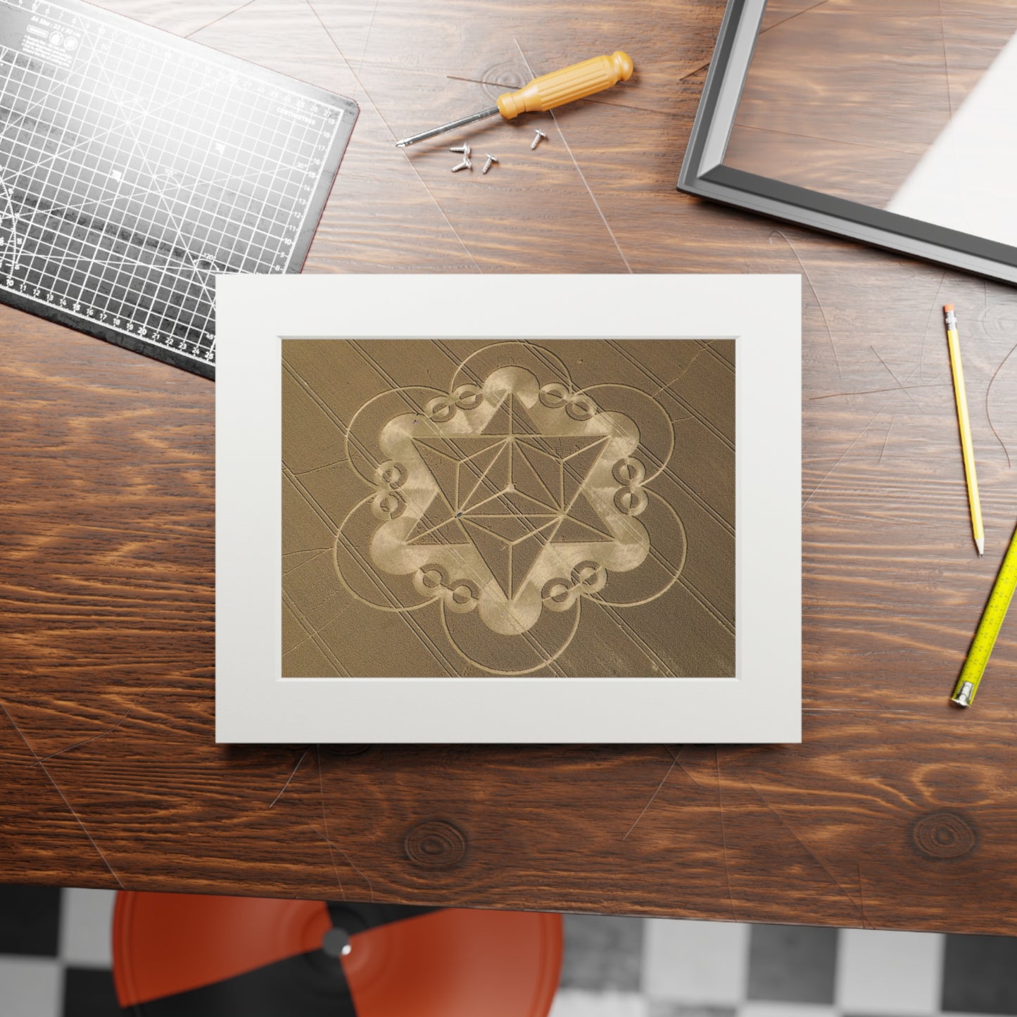 Clayhill Crop Circle - 2017 | Fine Art Print with Passepartout Paper Frame