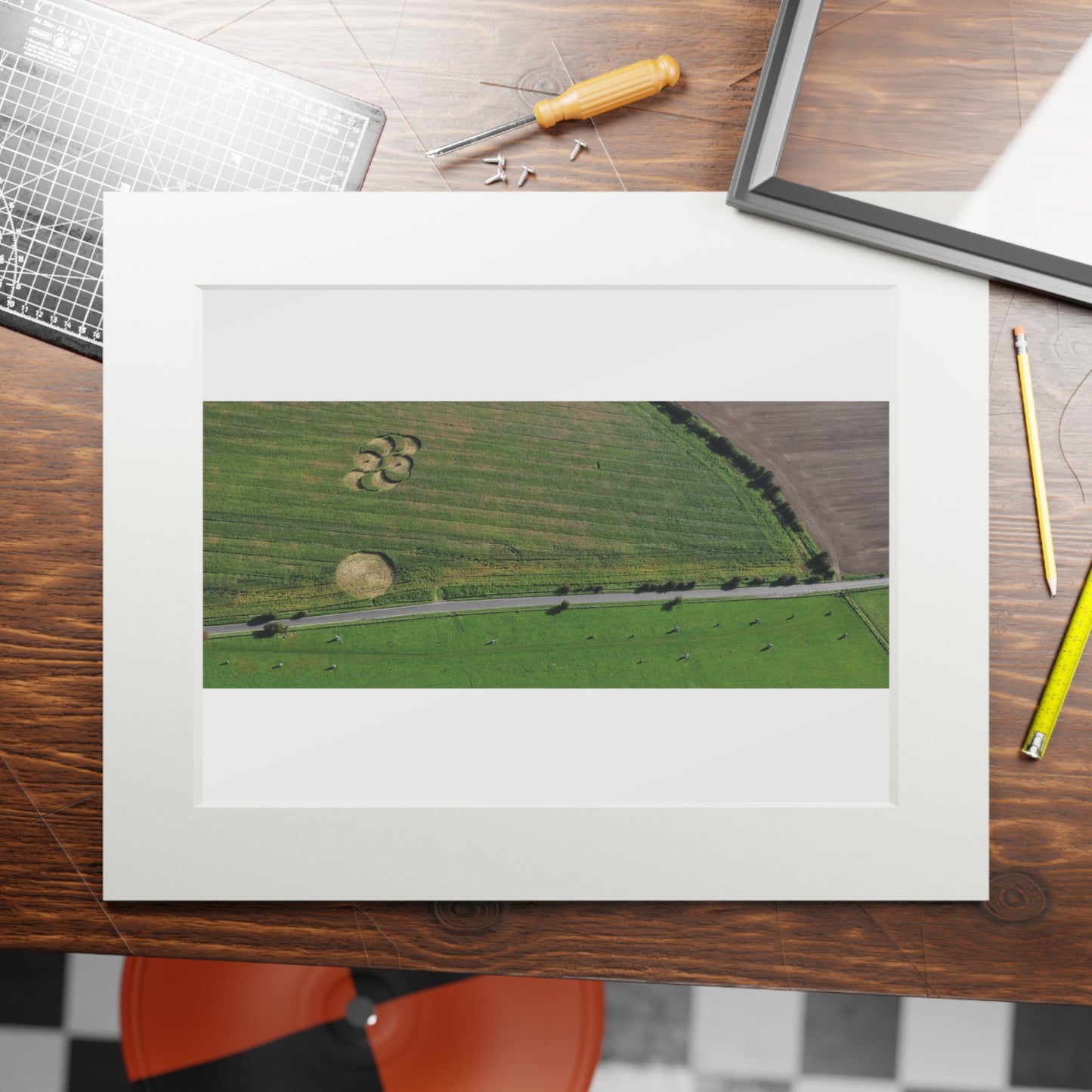 Avebury Avenue Crop Circle  - 2008 | Fine Art Print with Passepartout Paper Frame