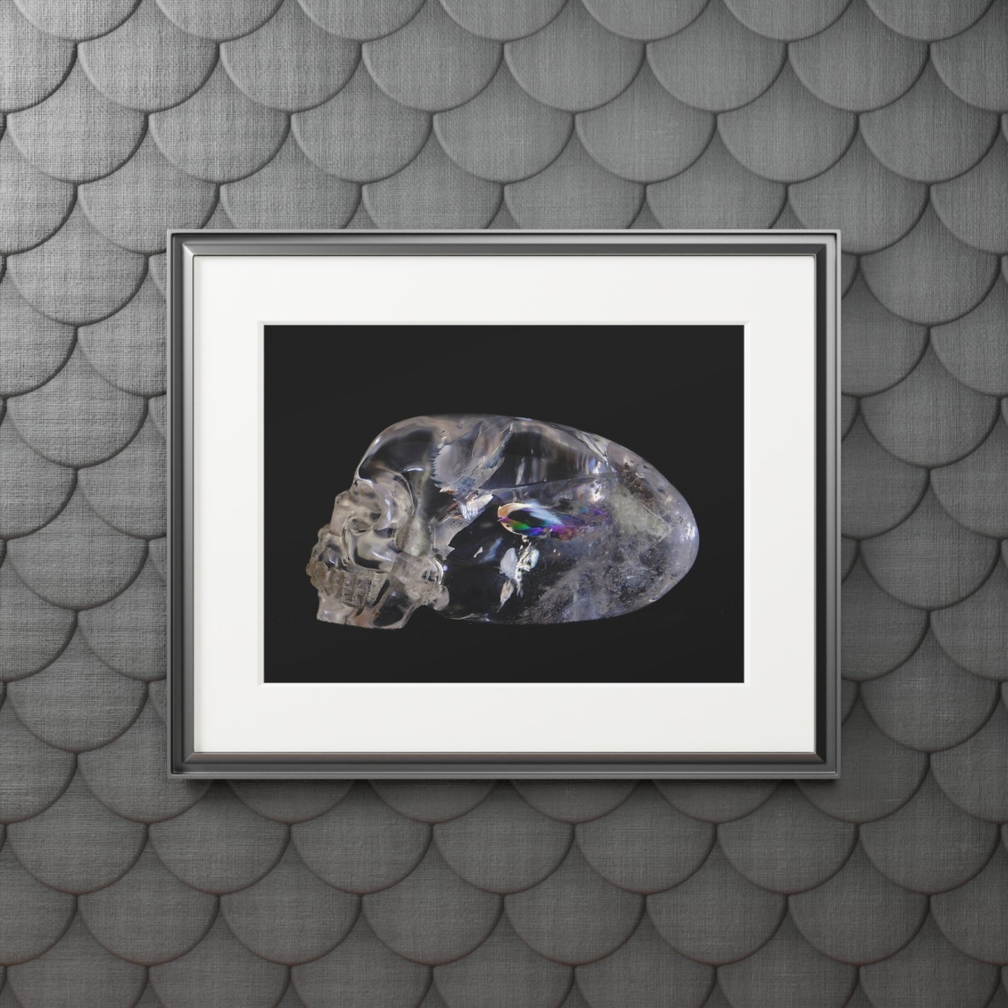 Rainbow Quarts Skull -  Fine Art Print and Passepartout Paper Frame