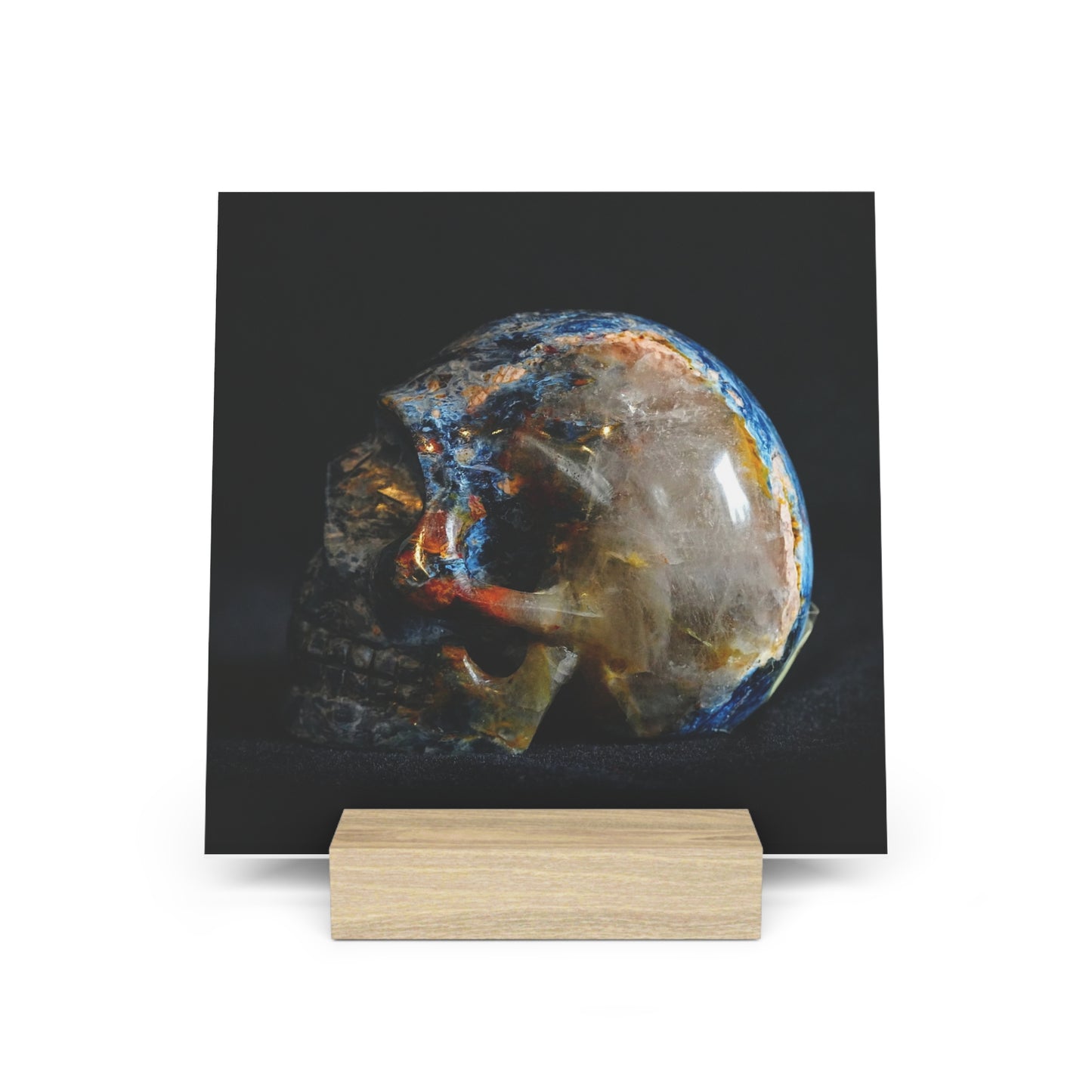 Pietersite Skull - Print with Wooden Stand