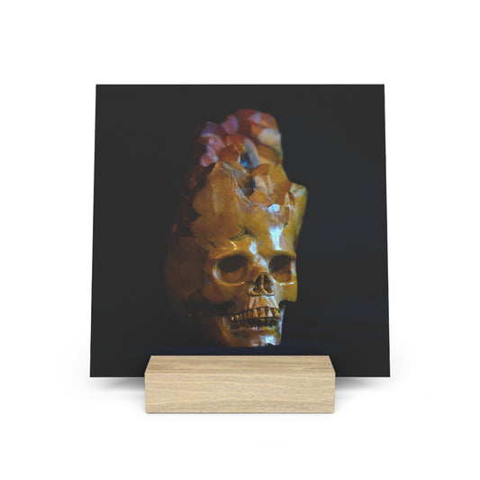 Mookaite Skull - Print with Wooden Stand
