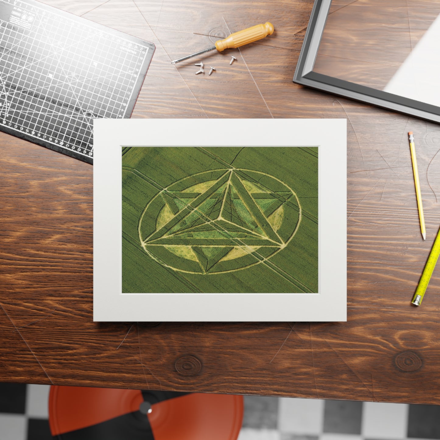 Liddington Step  Crop Circle  - 2012 | Fine Art Print with Passepartout Paper Frame