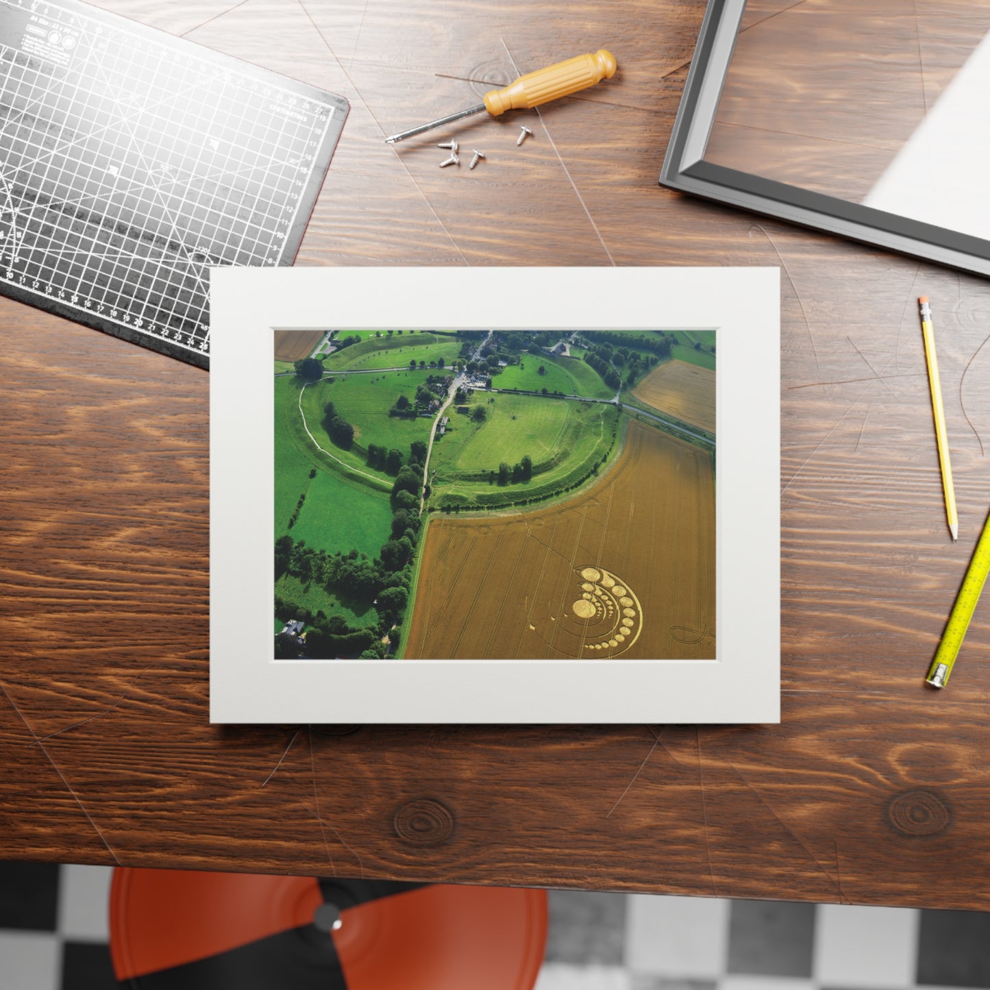 North East field in Avebury Crop Circle – 2012 | Fine Art Print with Passepartout Paper Frame