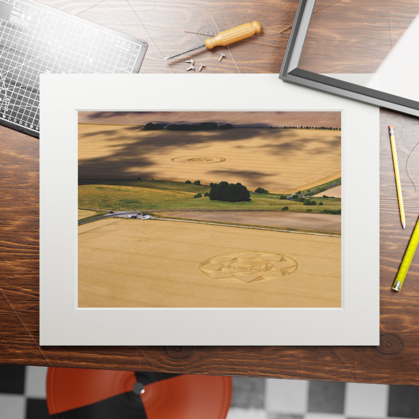 Hackpen Hill  Crop Circle  - 2018 | Fine Art Print with Passepartout Paper Frame