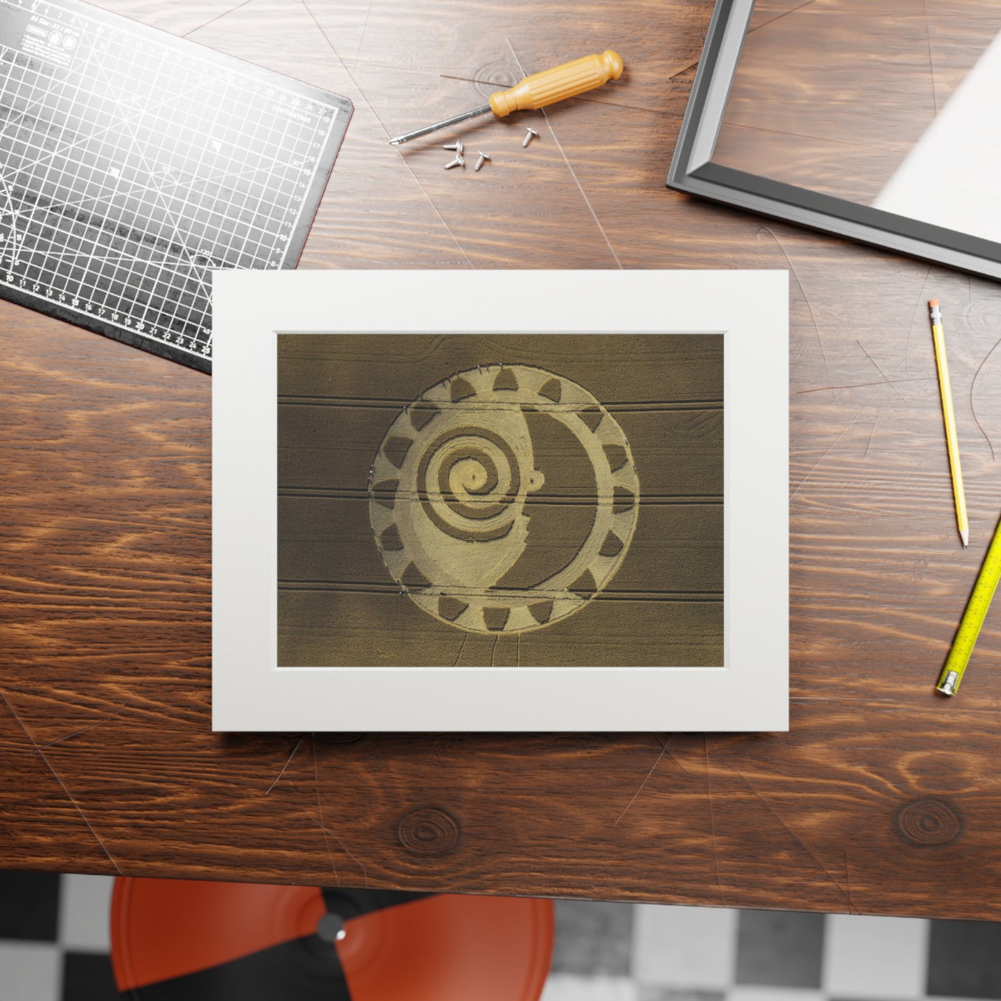 Hackpen Crop Circle - 2014 | Fine Art Print with Passepartout Paper Frame