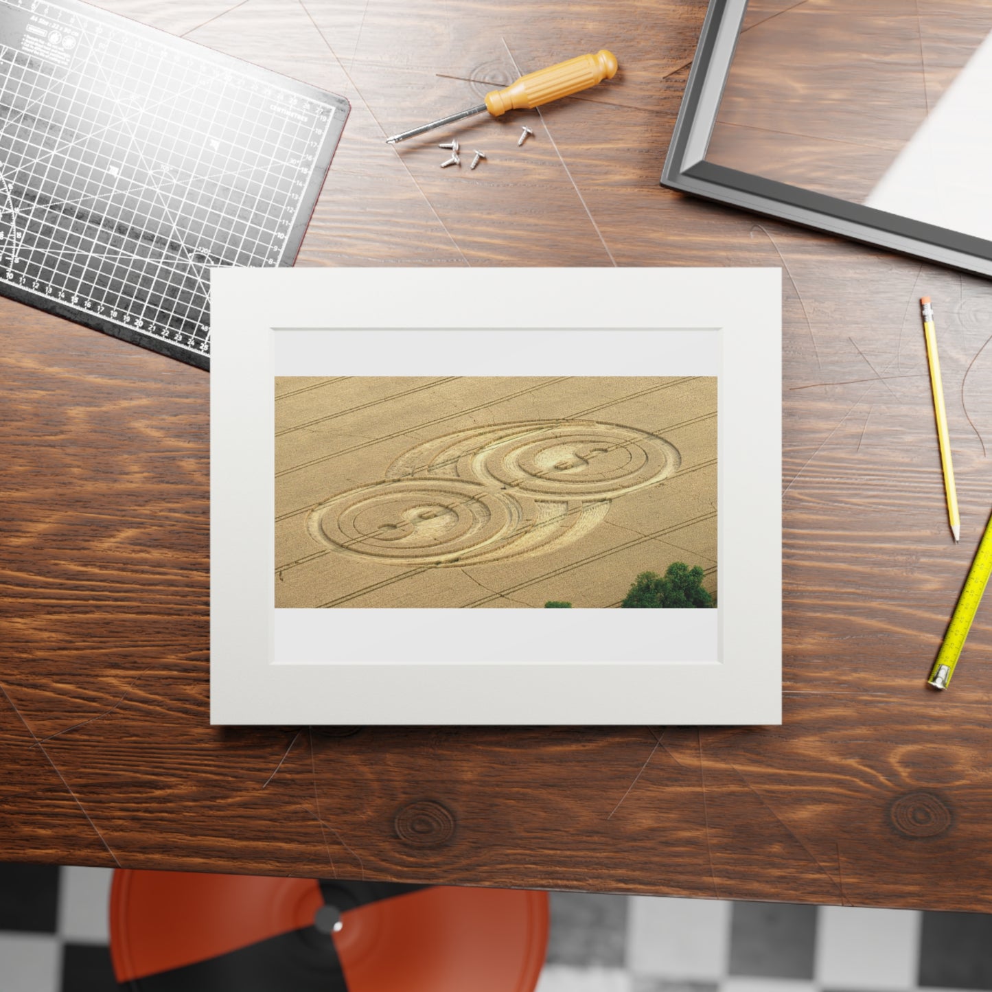 Yin Yang Crop Circle -  2009| Fine Art Print with Passepartout Paper Frame