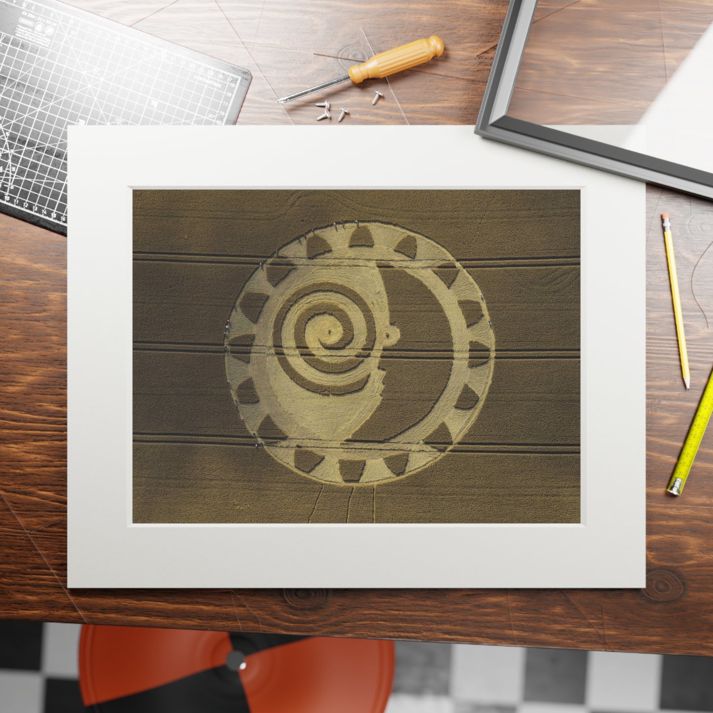 Hackpen Crop Circle - 2014 | Fine Art Print with Passepartout Paper Frame