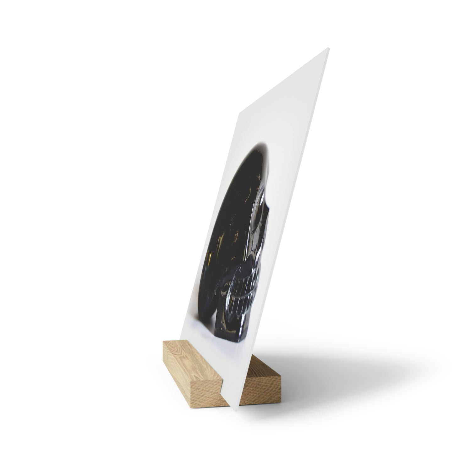 Black Quartz Skull - Print with Wooden Stand