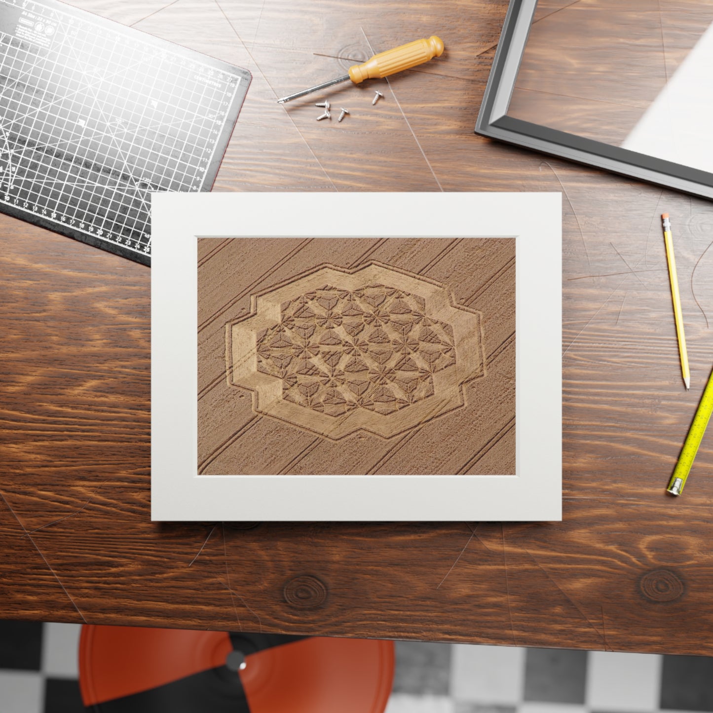 East Kennet Crop Circle - 2007 | Fine Art Print with Passepartout Paper Frame