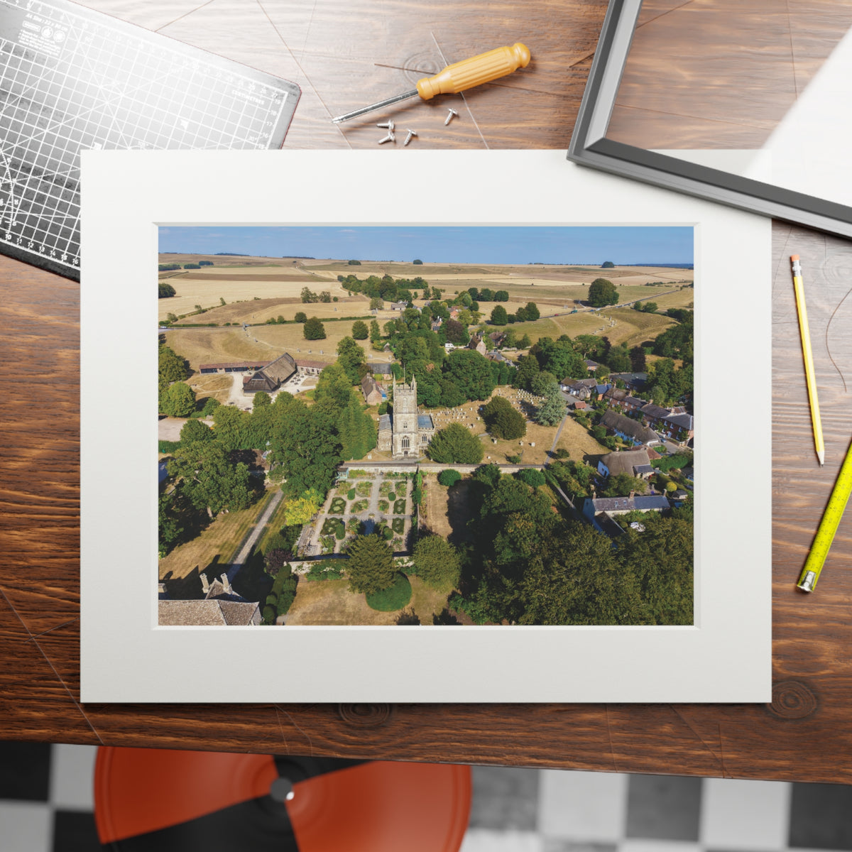 Birds Eye - Avebury  | Fine Art Print with Passepartout Paper Frame