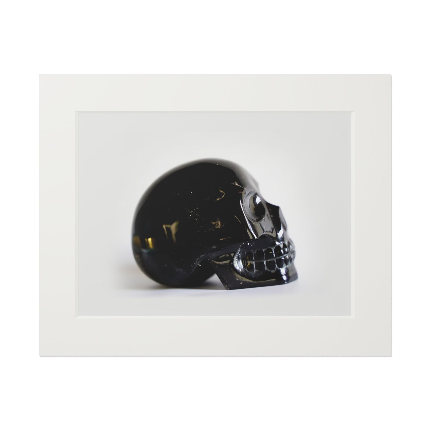 Black Quartz Skull  -  Fine Art Print and Passepartout Paper Frame