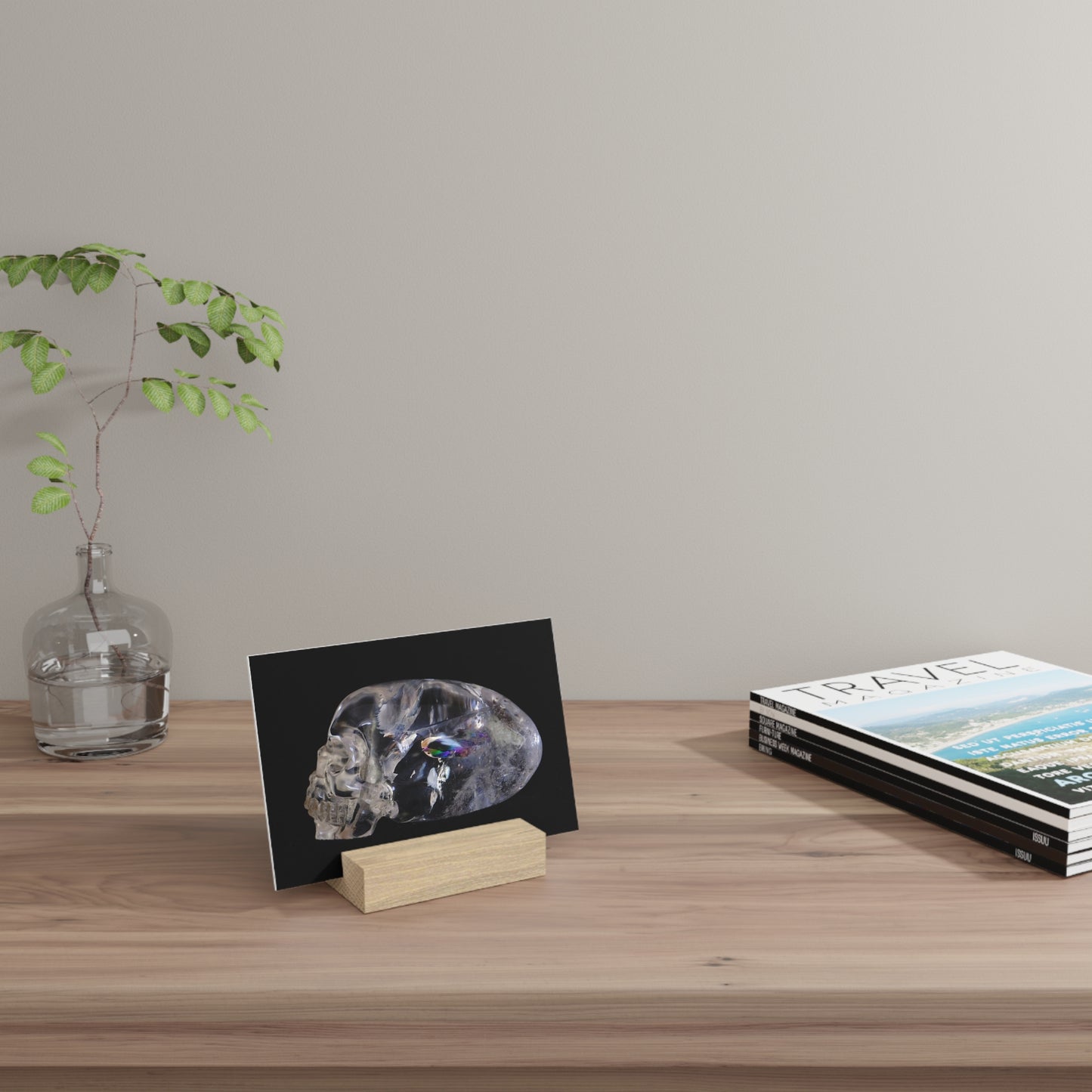 Rainbow Quartz Skull - Print with Wooden Stand