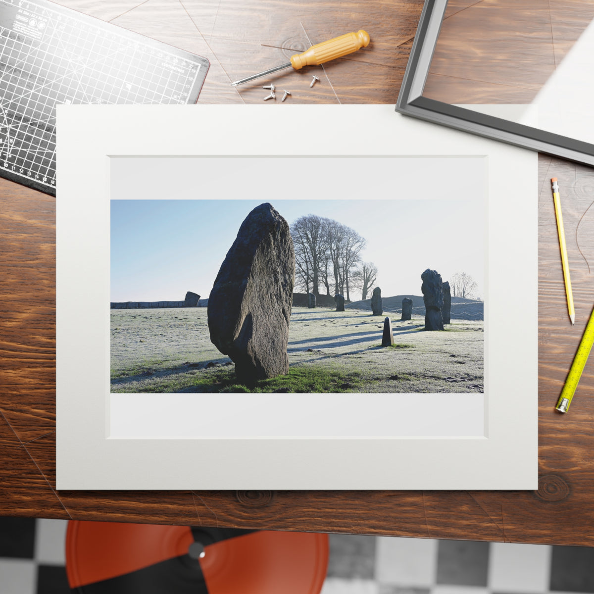 Frosty Avebury | Fine Art Print with Passepartout Paper Frame