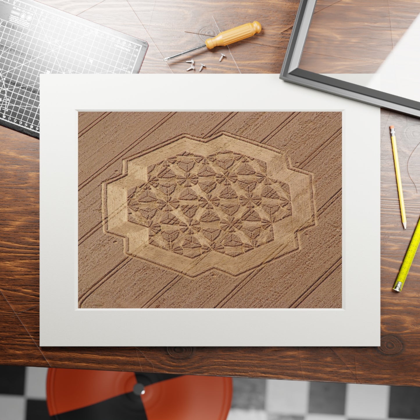 East Kennet Crop Circle - 2007 | Fine Art Print with Passepartout Paper Frame