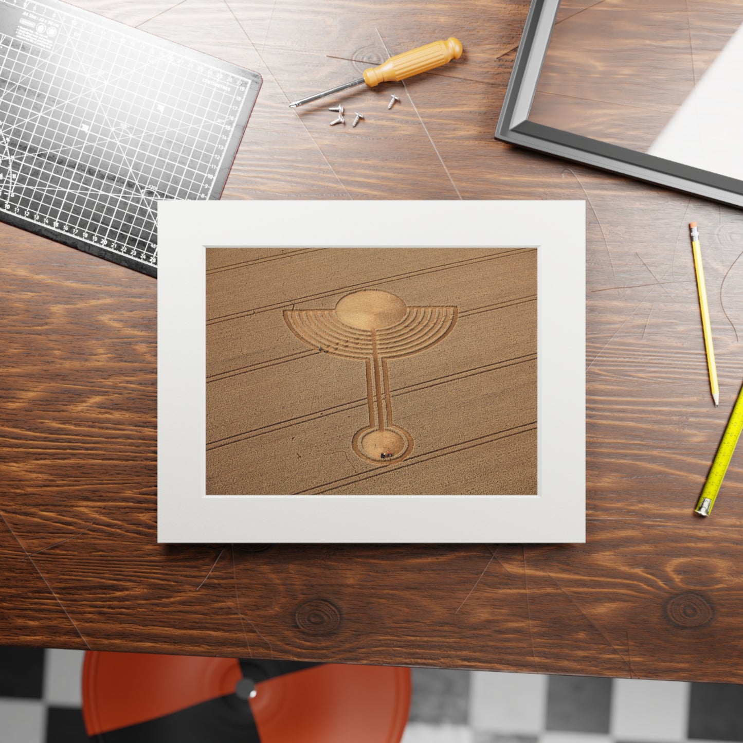 Beckhampton Crop Circle  - 2010 | Fine Art Print with Passepartout Paper Frame