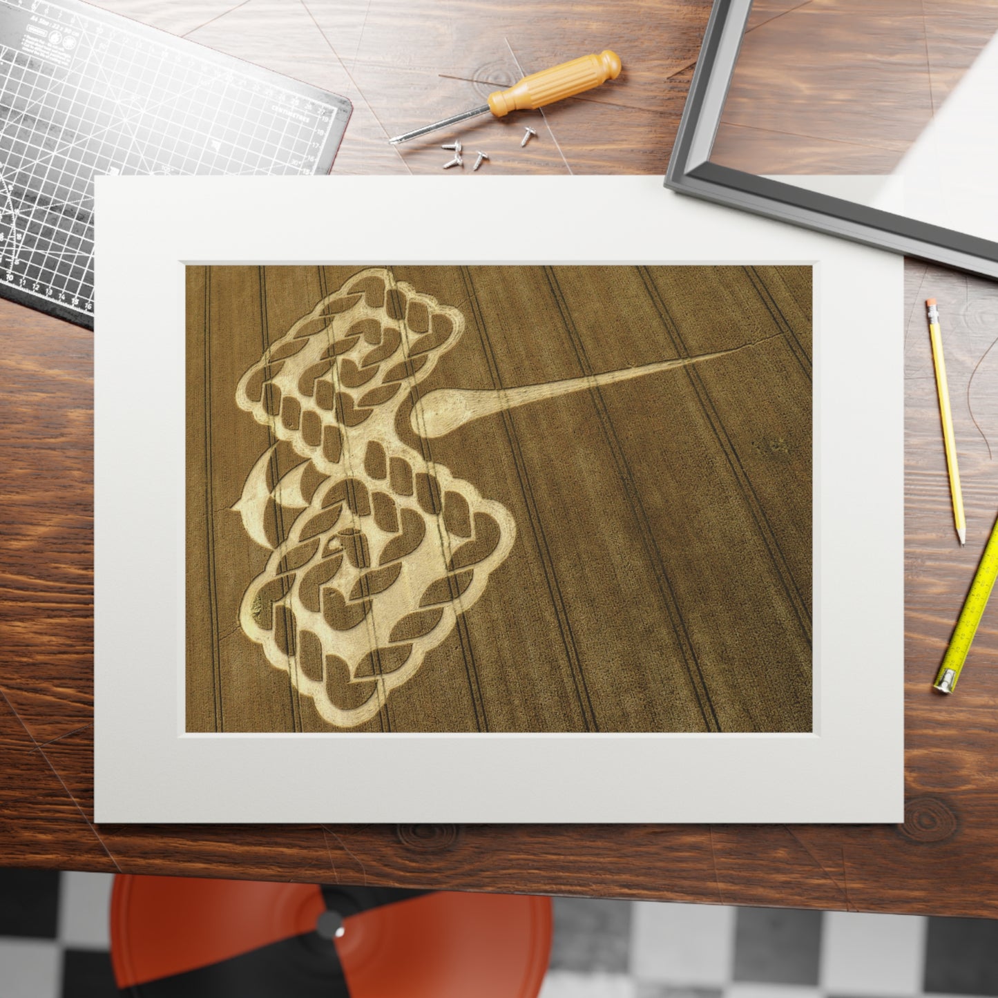Beckhampton Crop Circle  - 2009 | Fine Art Print with Passepartout Paper Frame