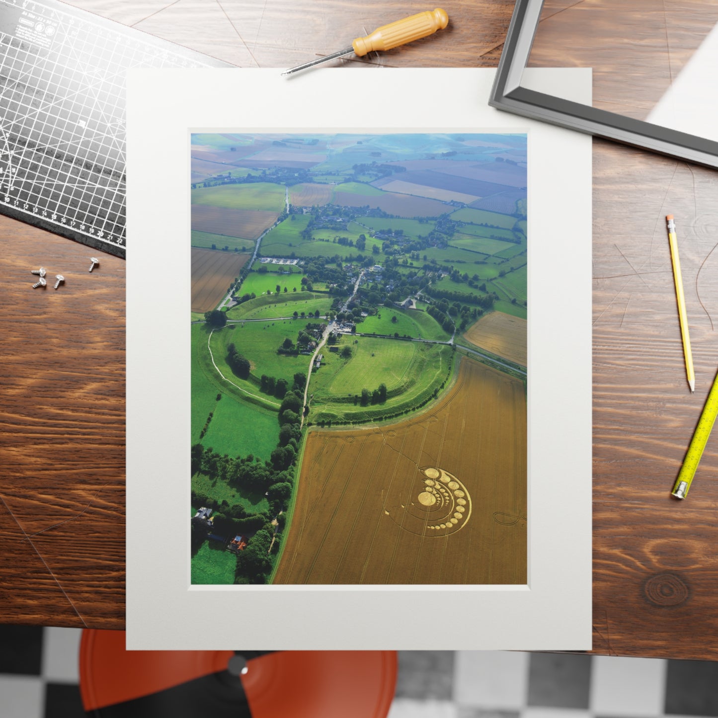 Avebury, North East Field Crop Circle  - 2012 | Fine Art Print with Passepartout Paper Frame