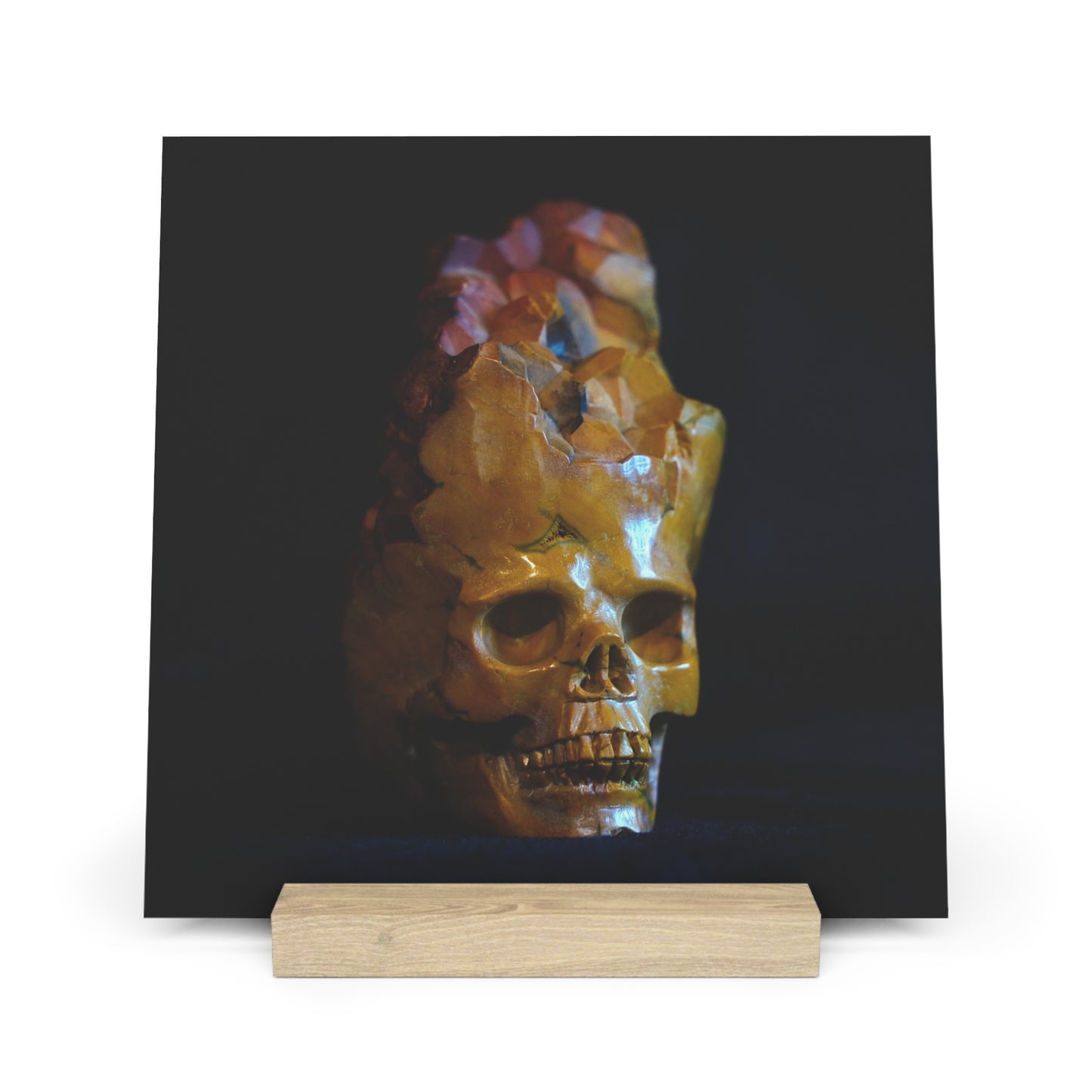 Mookaite Skull - Print with Wooden Stand